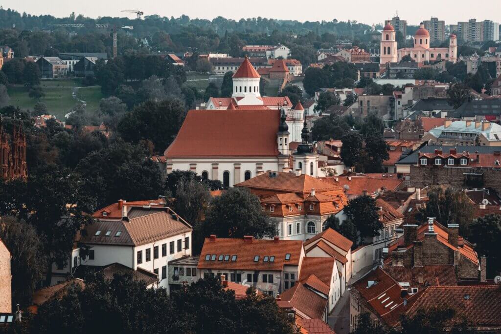 Vilnius Old Town rooftops near Neuropulsas clinic